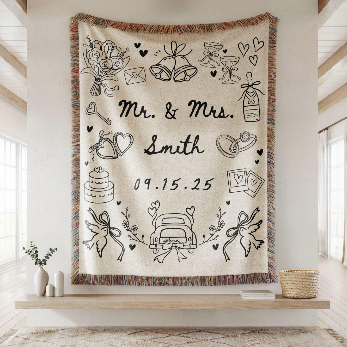 Custom Wedding Blanket Gift, Personalized Wedding Anniversary Throw Blanket Gift, Custom Wedding couples gift, custom Bridal Shower gift