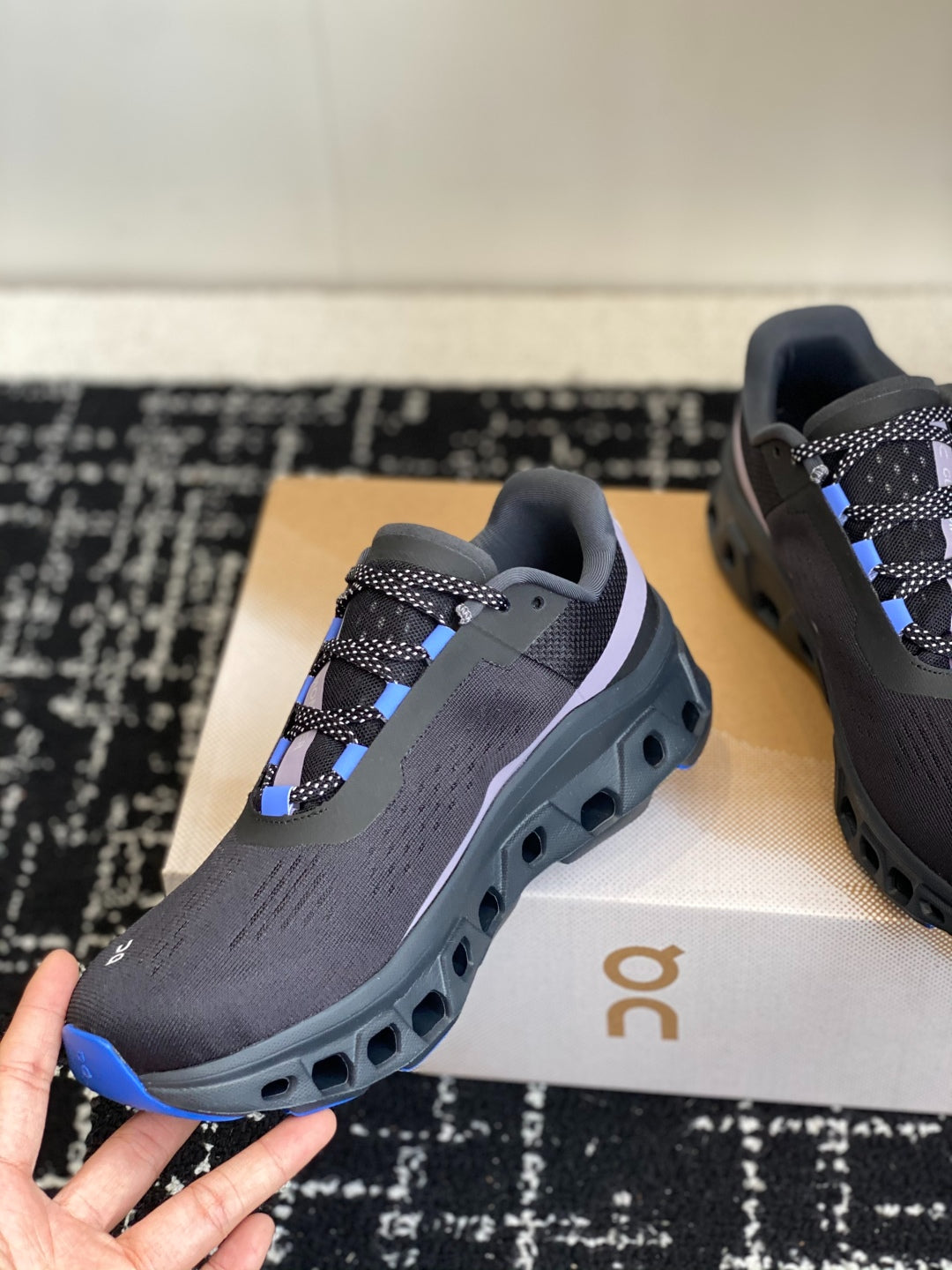 Cloudmonster Black Purple Blue Cushioned Running Shoes Unisex Monster Chunky Sole Athletic Trainers