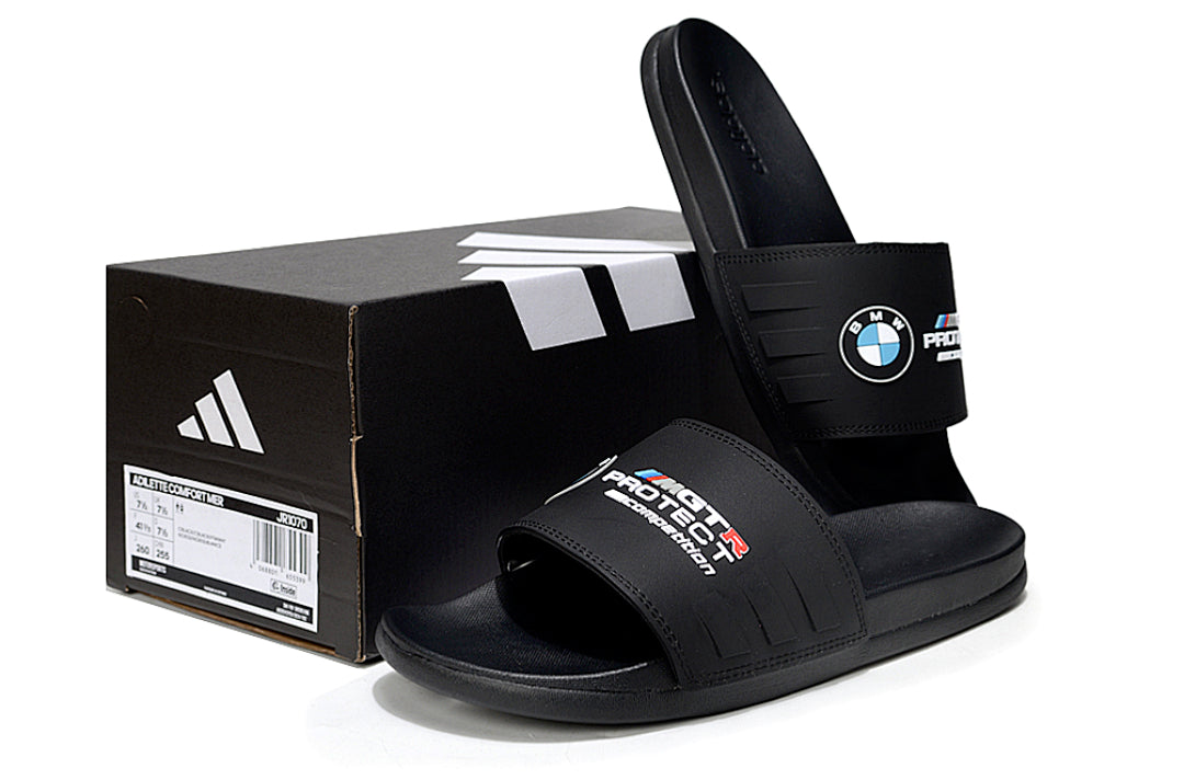 Adidas x BMW M GT3 Adilette Slides All Black Custom-Edition