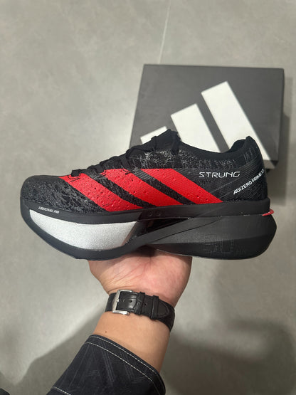 Adidas ADIZERO ADIOS PRO 4 (Core Black / Red / Silver colorway)