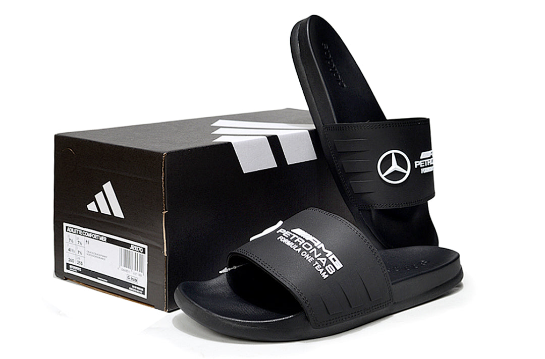 Adidas x Mercedes AMG Petronas F1 Adilette Slides All Black Custom-Edition