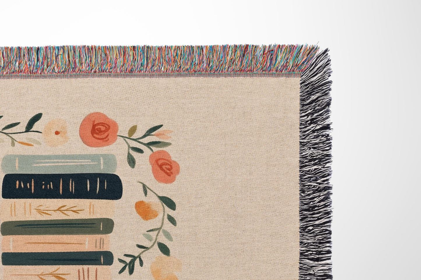 Custom Book Lovers Woven Blanket, Wildflowers Bookish Blanket, Bookshelf Blanket Gift for Bookworm, Gift for Booklover Woven Thow Blanket
