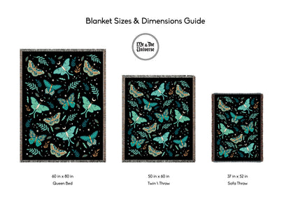 Luna Moth Blanket: 100% Cotton Jacquard Woven Throw
