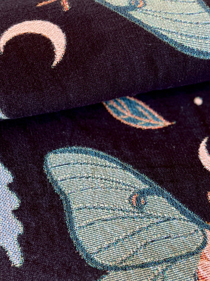 Luna Moth Blanket: 100% Cotton Jacquard Woven Throw