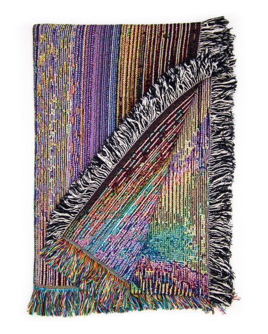 DCP_0212 - Jacquard Woven Throw Blanket by Glitch Textiles - Recycled Cotton - USA Made