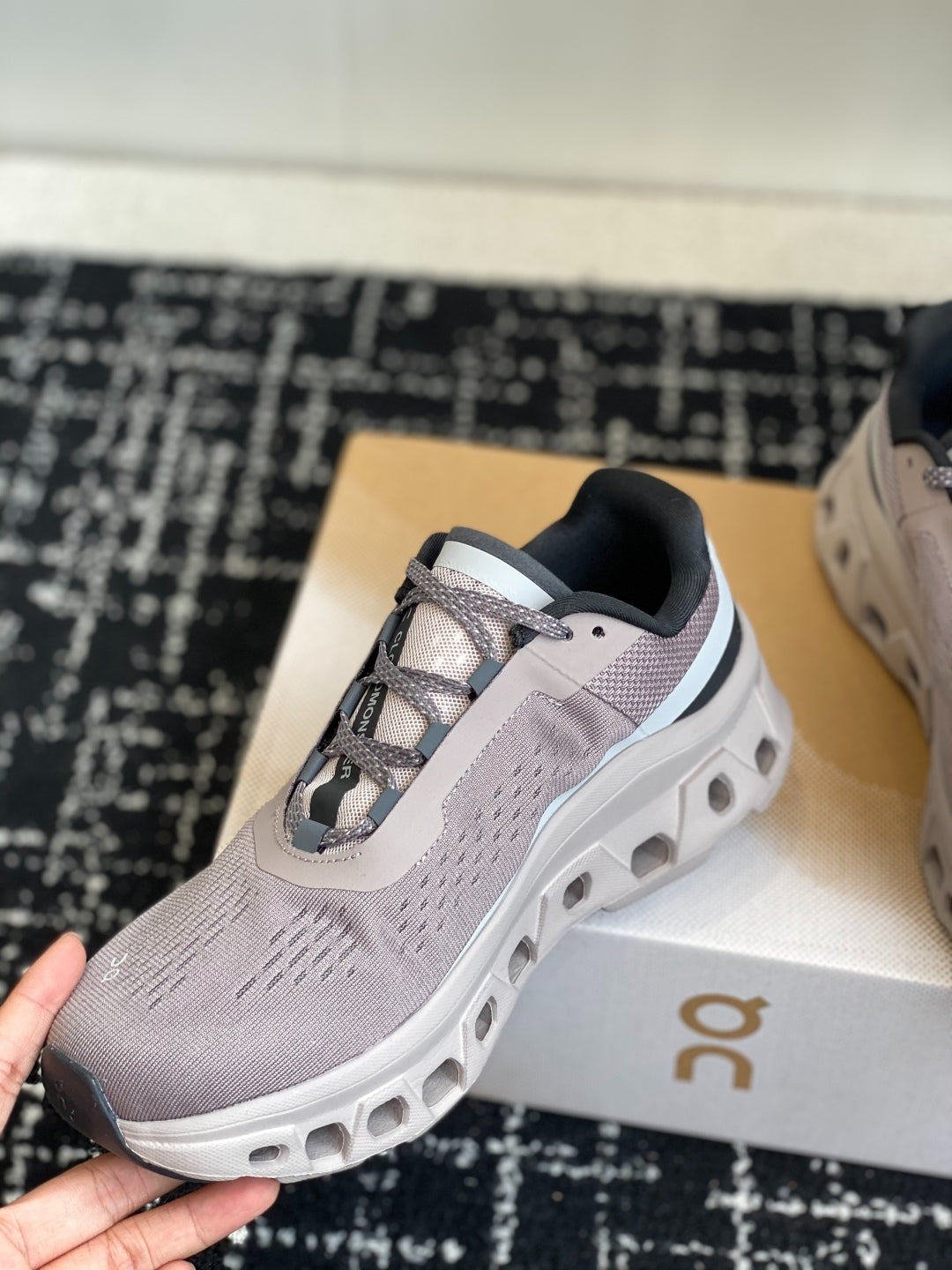 On Cloudmonster Unisex Running Sneakers Cinder Fog Grey Thick CloudTec Sole Sport Shoes