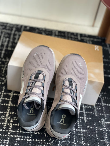 On Cloudmonster Unisex Running Sneakers Cinder Fog Grey Thick CloudTec Sole Sport Shoes