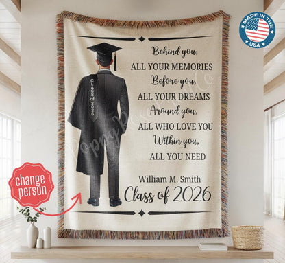 2026 Personalized Graduation Blanket, Senior Graduation Gift, Custom Text Graduation Blanket Gift for Her, Class of 2026 Graduate