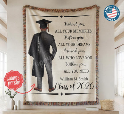 2026 Personalized Graduation Blanket, Senior Graduation Gift, Custom Text Graduation Blanket Gift for Her, Class of 2026 Graduate