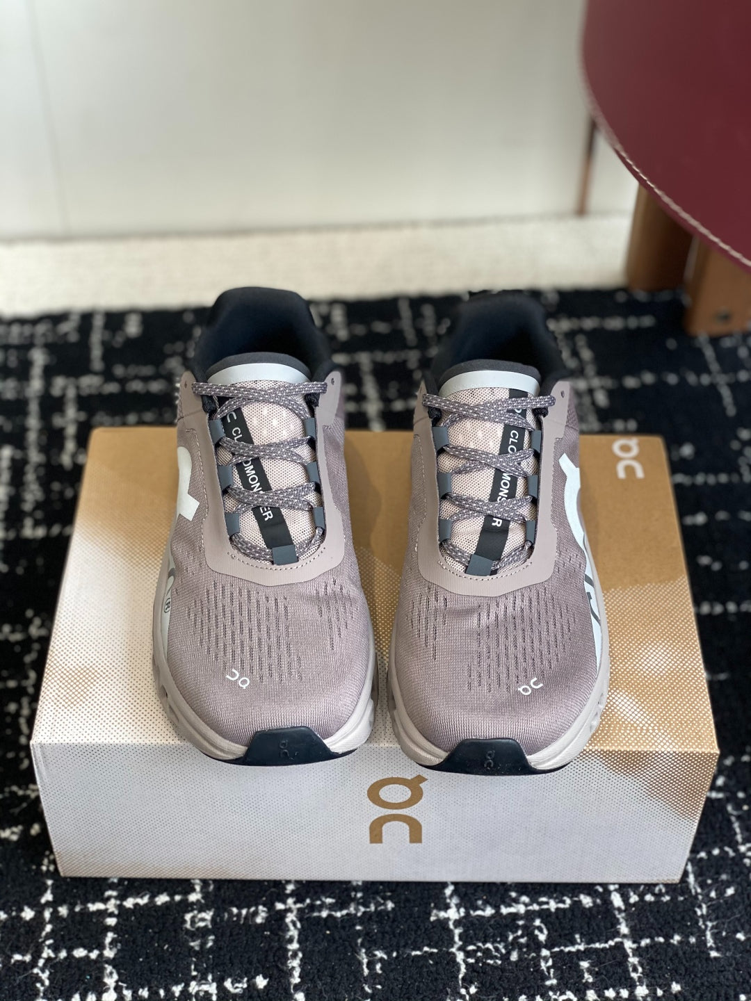 On Cloudmonster Unisex Running Sneakers Cinder Fog Grey Thick CloudTec Sole Sport Shoes