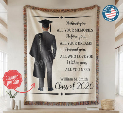 2026 Personalized Graduation Blanket, Senior Graduation Gift, Custom Text Graduation Blanket Gift for Her, Class of 2026 Graduate