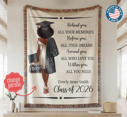 2026 Personalized Graduation Blanket, Senior Graduation Gift, Custom Text Graduation Blanket Gift for Her, Class of 2026 Graduate