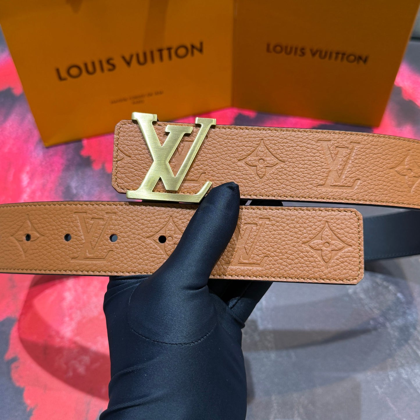 Luxury Mens Navy Grain Leather Belt Silver Logo Buckle Casual Business Belt