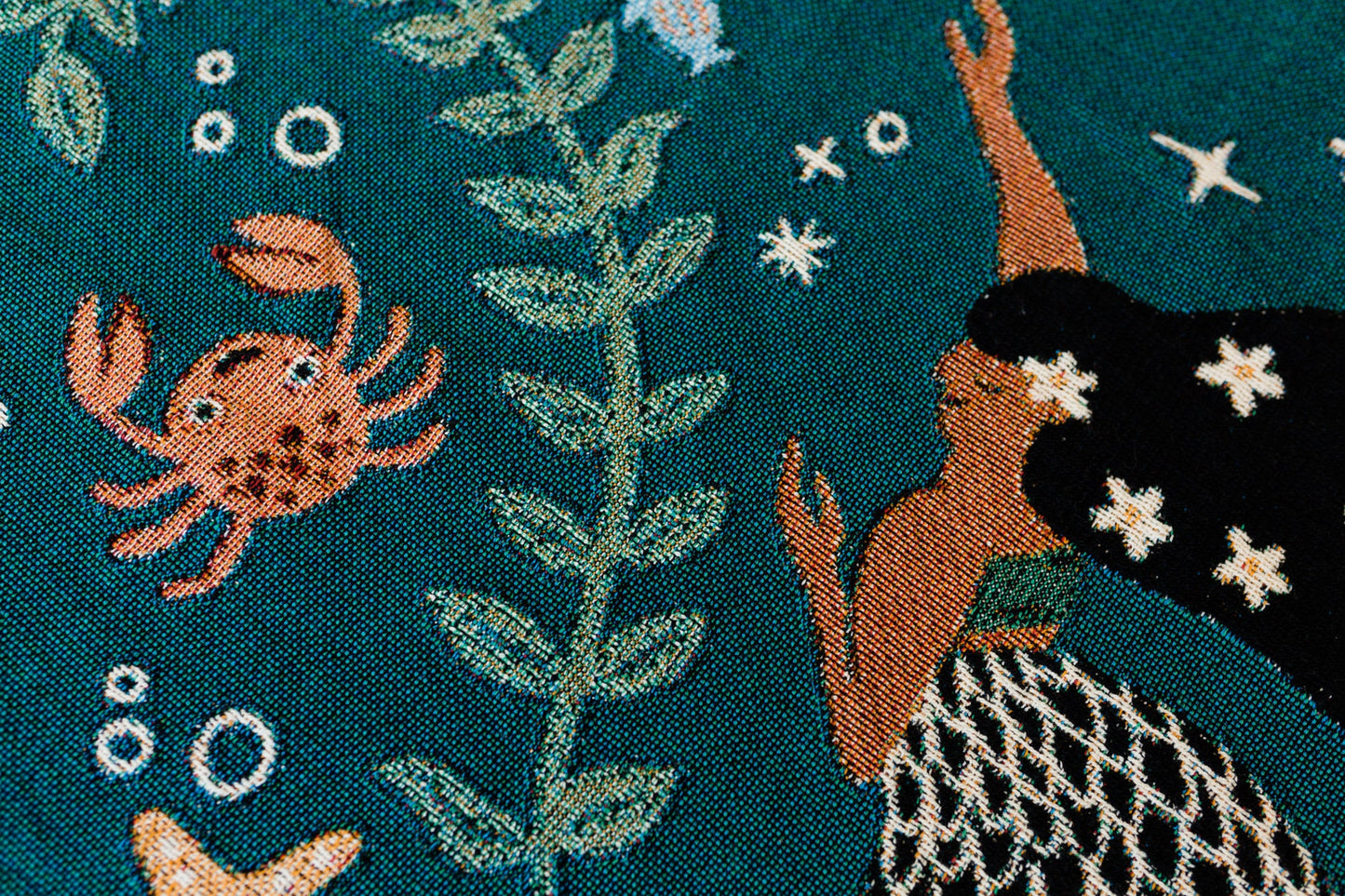Mermaids Throw Blanket: Personalized Gift for Girl Boy Teen, Baby Shower, Woven Colourful Teal, Maximalist Ocean Animal Bedding Kawaii