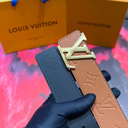 Luxury Mens Navy Grain Leather Belt Silver Logo Buckle Casual Business Belt