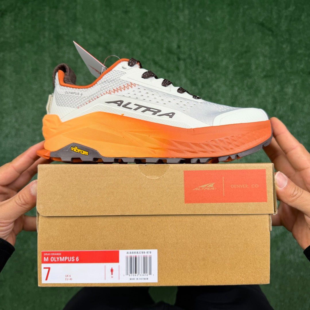 Altra Olympus 6 White Orange Brown Zero Drop Breathable Trail Running Sneakers