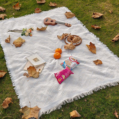 Outdoor Picnic Blanket – Soft Woven Mat – Perfect for Spring Travel, Camping, Family picnic, and Photoshoots - Summer Blanket Large