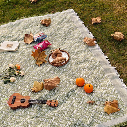 Outdoor Picnic Blanket – Soft Woven Mat – Perfect for Spring Travel, Camping, Family picnic, and Photoshoots - Summer Blanket Large