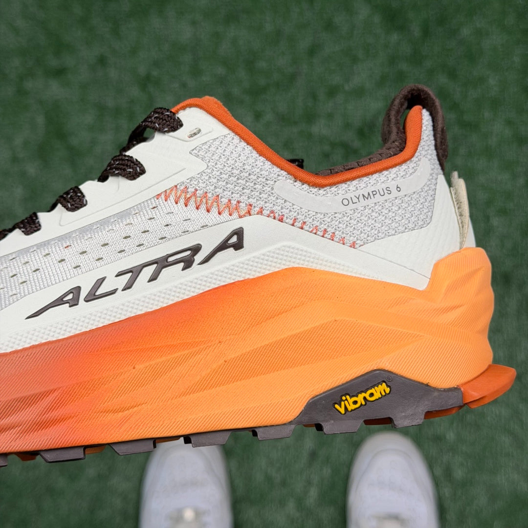 Altra Olympus 6 White Orange Brown Zero Drop Breathable Trail Running Sneakers