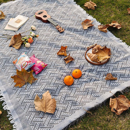 Outdoor Picnic Blanket – Soft Woven Mat – Perfect for Spring Travel, Camping, Family picnic, and Photoshoots - Summer Blanket Large