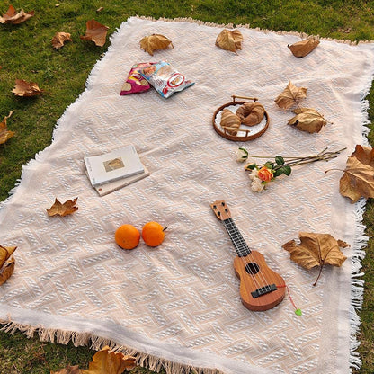 Outdoor Picnic Blanket – Soft Woven Mat – Perfect for Spring Travel, Camping, Family picnic, and Photoshoots - Summer Blanket Large