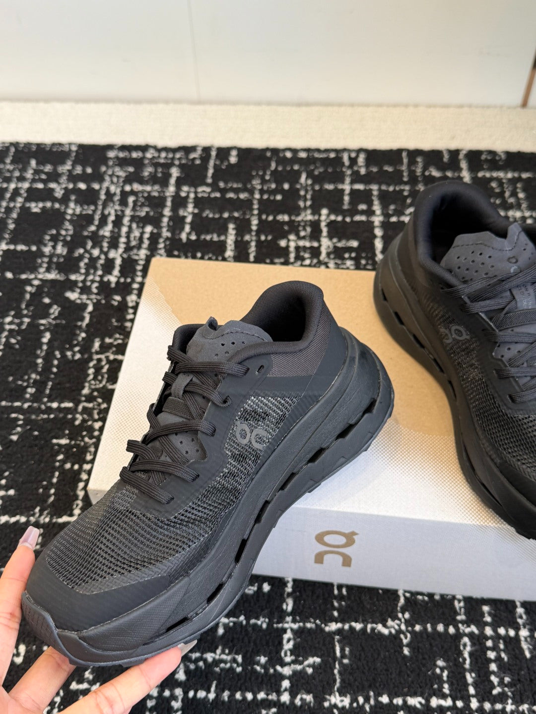 On Cloudmonster Unisex Road Running Sneakers Triple All Black Thick CloudTec Cushion Sport Shoes