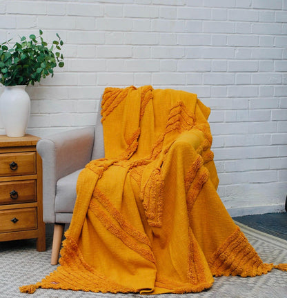 New Boho throw blanket - 100% recycled cotton hand woven.