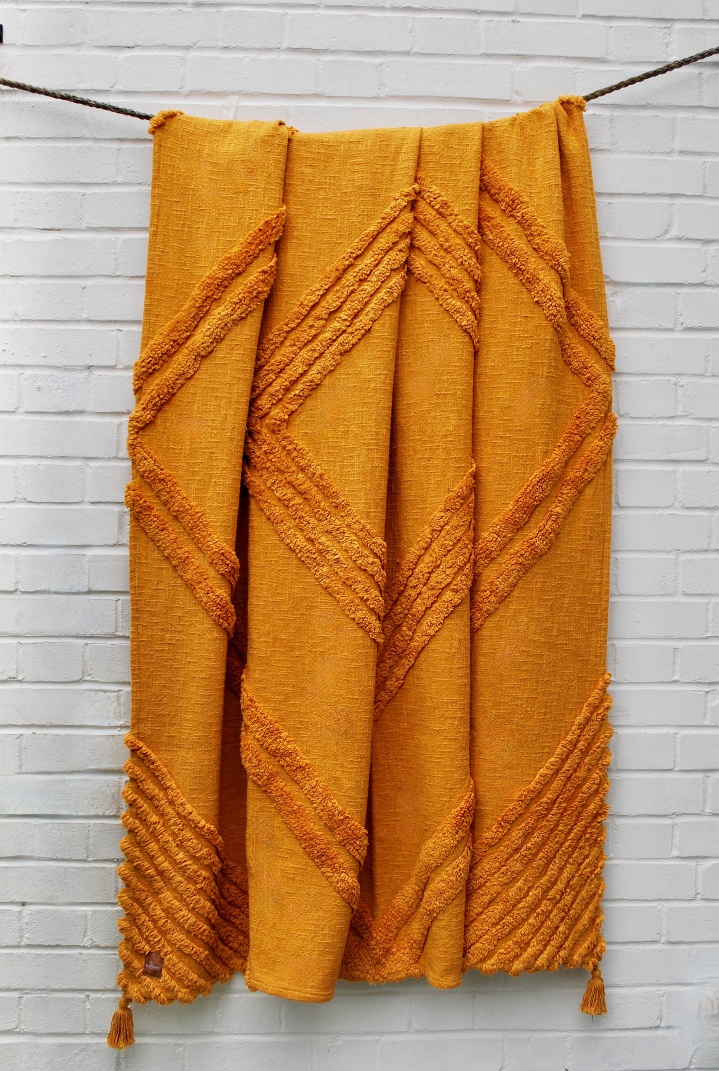 New Boho throw blanket - 100% recycled cotton hand woven.