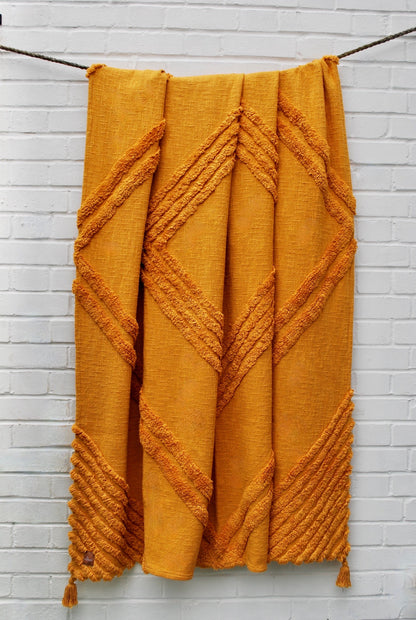 New Boho throw blanket - 100% recycled cotton hand woven.