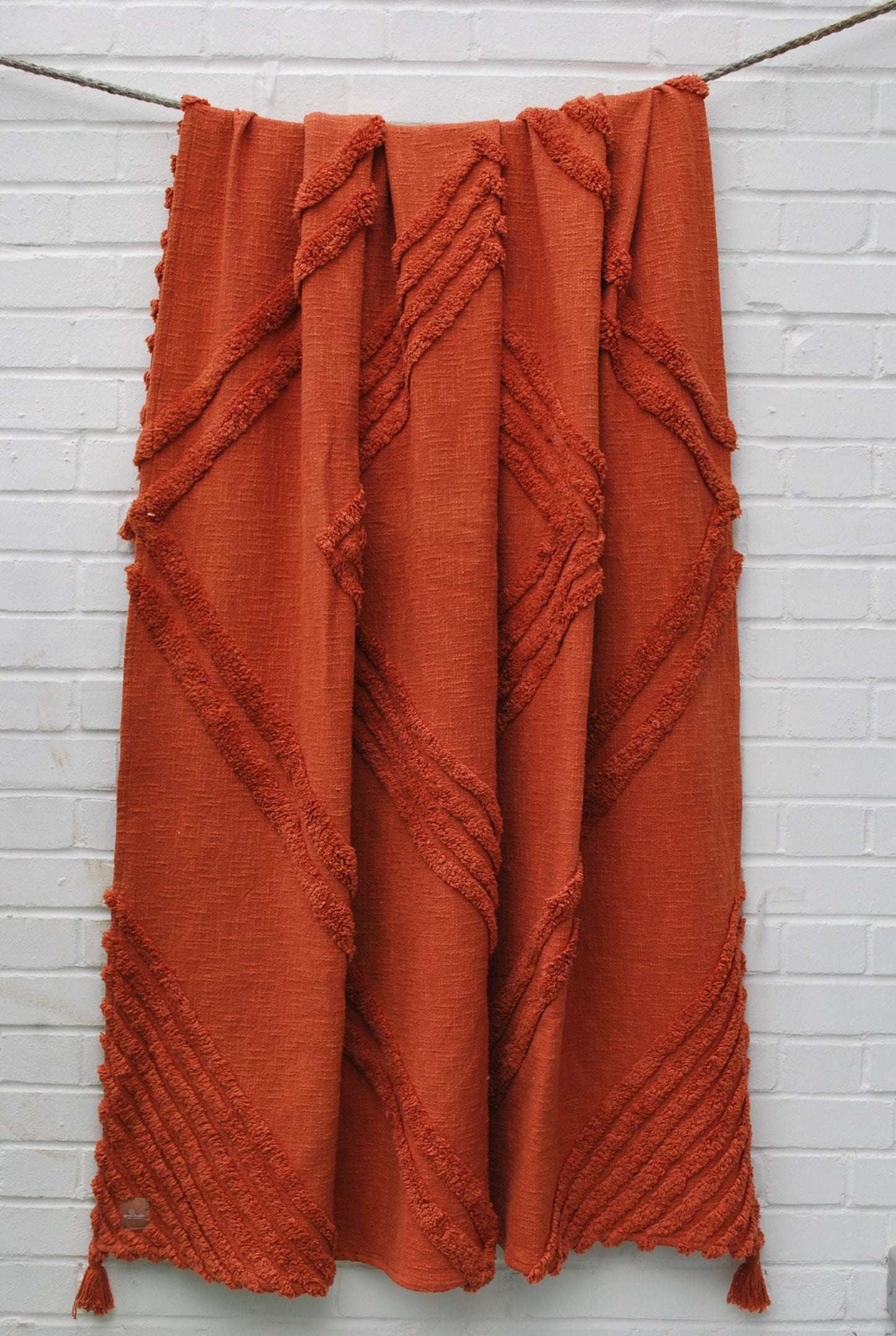 New Boho throw blanket - 100% recycled cotton hand woven.