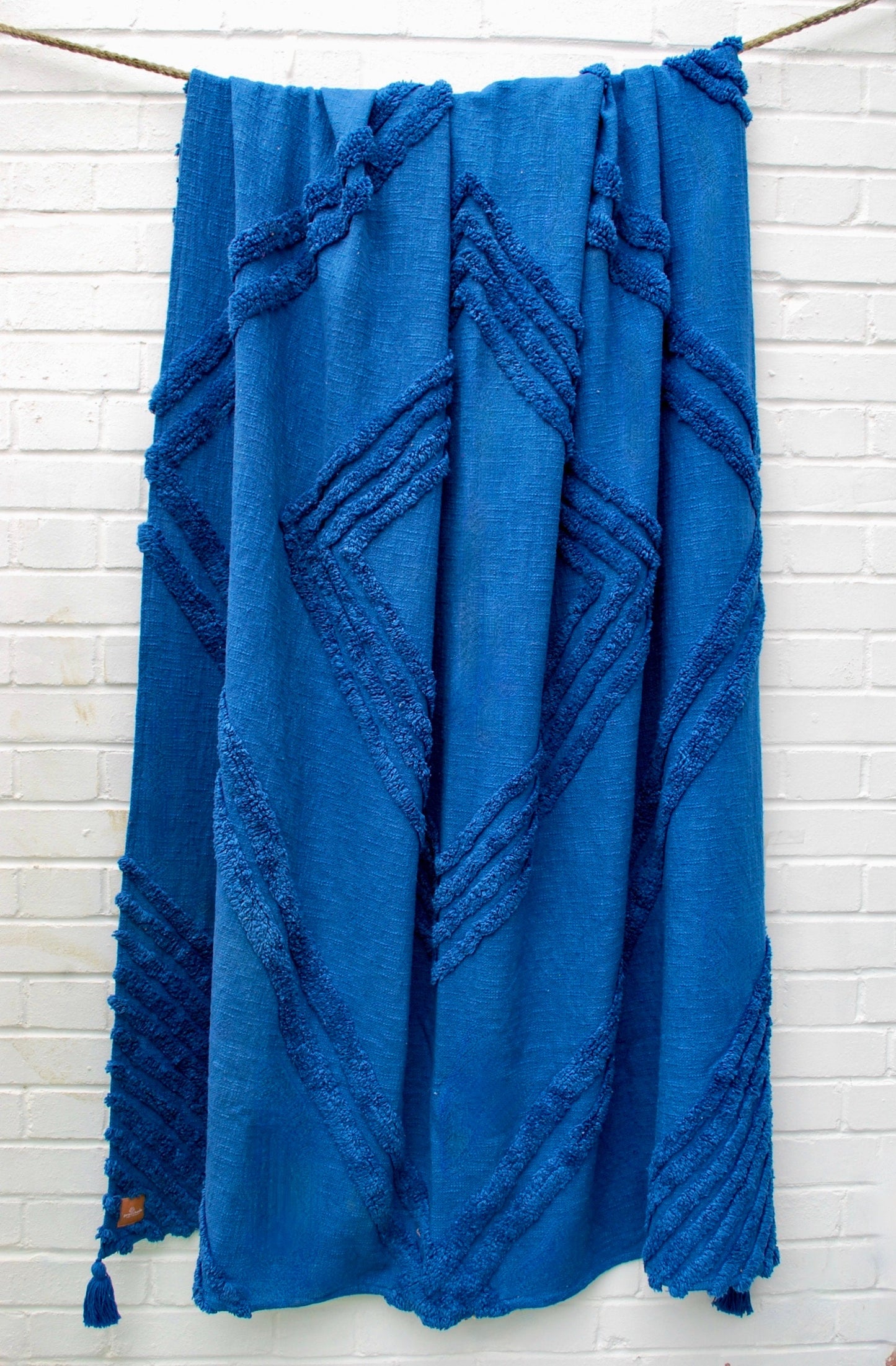 New Boho throw blanket - 100% recycled cotton hand woven.