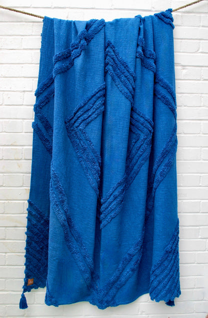 New Boho throw blanket - 100% recycled cotton hand woven.