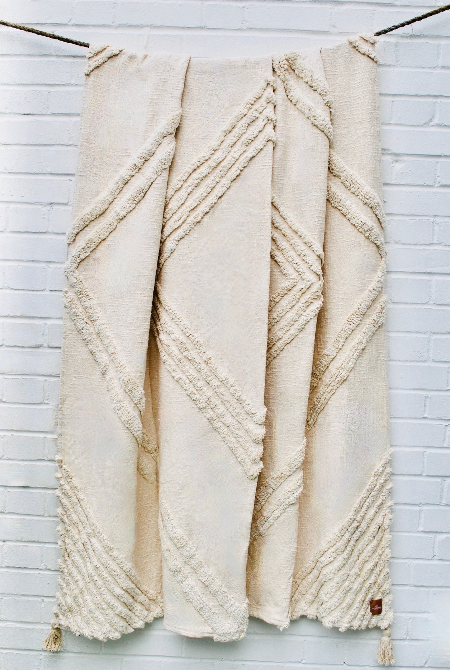 New Boho throw blanket - 100% recycled cotton hand woven.
