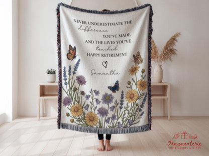 Customizable Retirement Blanket Custom Gift For Women Retired Nurse Teacher Doctor Personalizable Employee Goodbye Coworker Farewell Present