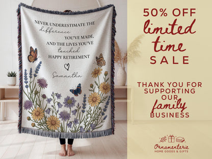 Customizable Retirement Blanket Custom Gift For Women Retired Nurse Teacher Doctor Personalizable Employee Goodbye Coworker Farewell Present