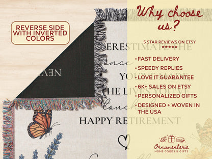 Customizable Retirement Blanket Custom Gift For Women Retired Nurse Teacher Doctor Personalizable Employee Goodbye Coworker Farewell Present