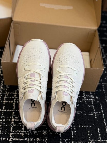 White Dusty Pink On Cloudswift 4 CloudTec Cushion Sneakers Breathable Mesh Women Running Shoes