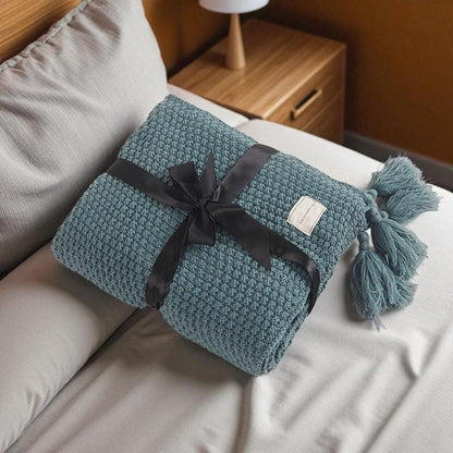 Waffle Weave  Soft Cotton Throw Blanket, Lightweight Cozy Waffle Knit Blanket, Breathable Sofa Minimalist Bed Throw, Modern Home Decor Gift