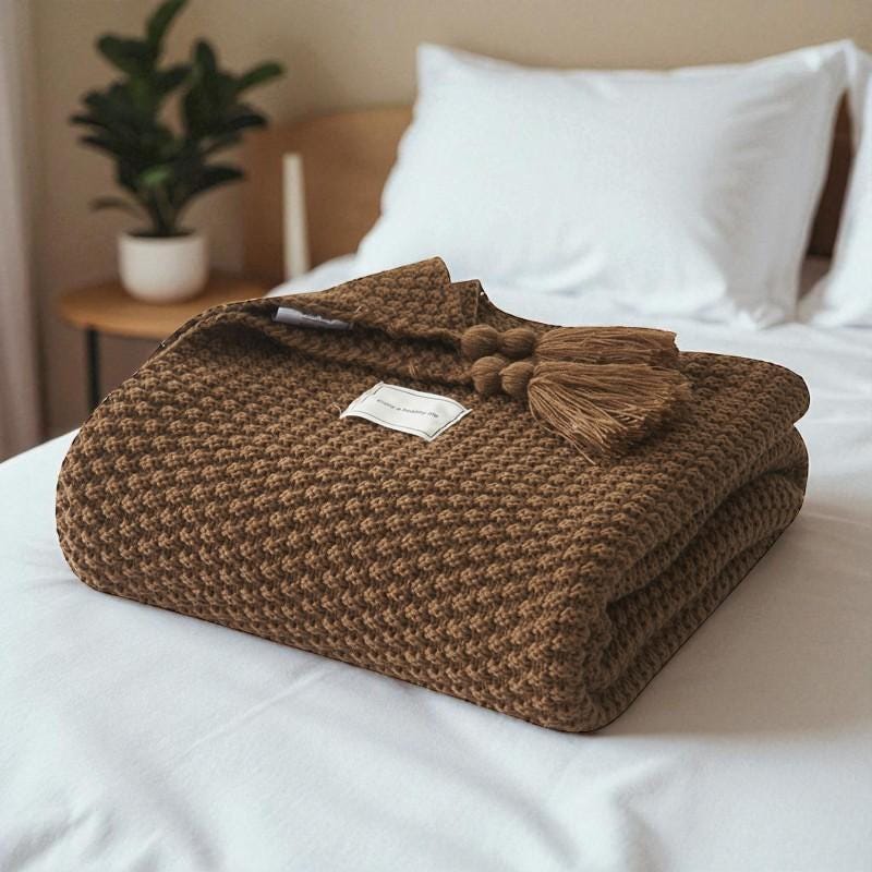 Waffle Weave  Soft Cotton Throw Blanket, Lightweight Cozy Waffle Knit Blanket, Breathable Sofa Minimalist Bed Throw, Modern Home Decor Gift