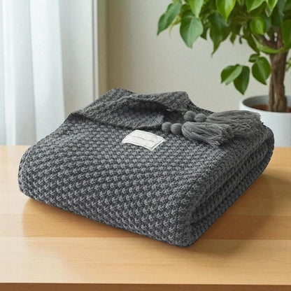 Waffle Weave  Soft Cotton Throw Blanket, Lightweight Cozy Waffle Knit Blanket, Breathable Sofa Minimalist Bed Throw, Modern Home Decor Gift