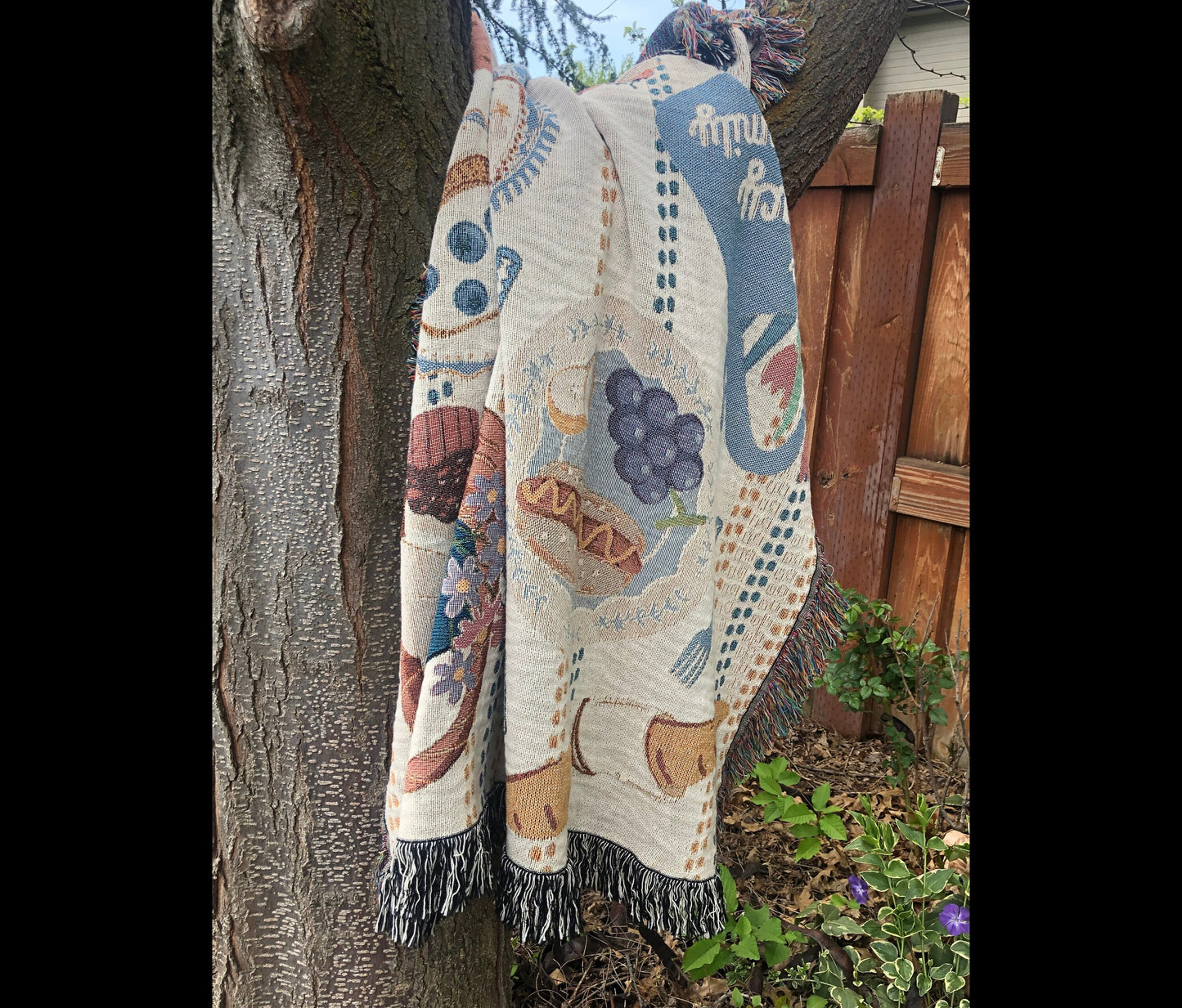 Personalized Woven Picnic Blanket, Beach Blanket Throw, Cottagecore, Food Art, Unique Custom Blanket, Family Gift, Christmas gift for family