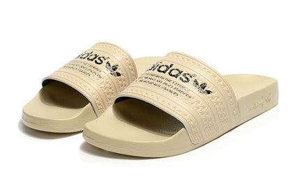 Adidas Originals Adilette Beige/Black Logo Slide Sandals GX6963