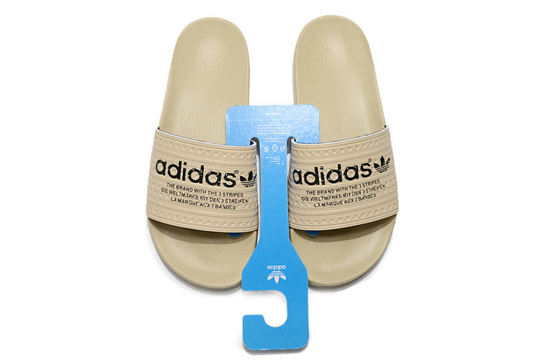 Adidas Originals Adilette Beige/Black Logo Slide Sandals GX6963