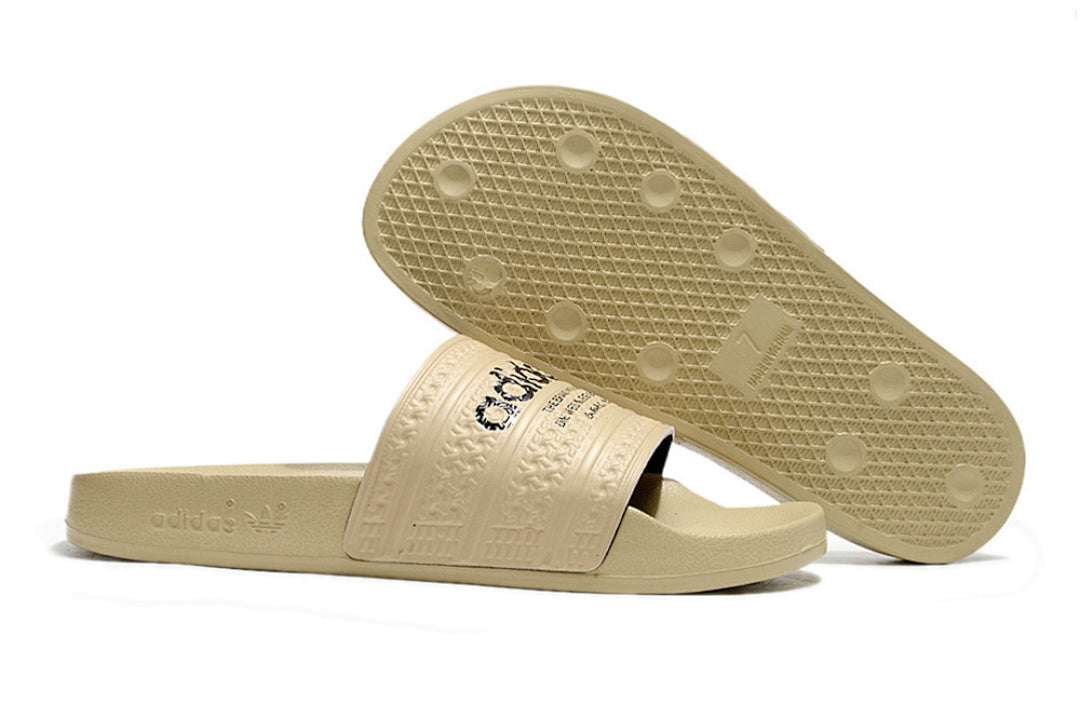 Adidas Originals Adilette Beige/Black Logo Slide Sandals GX6963