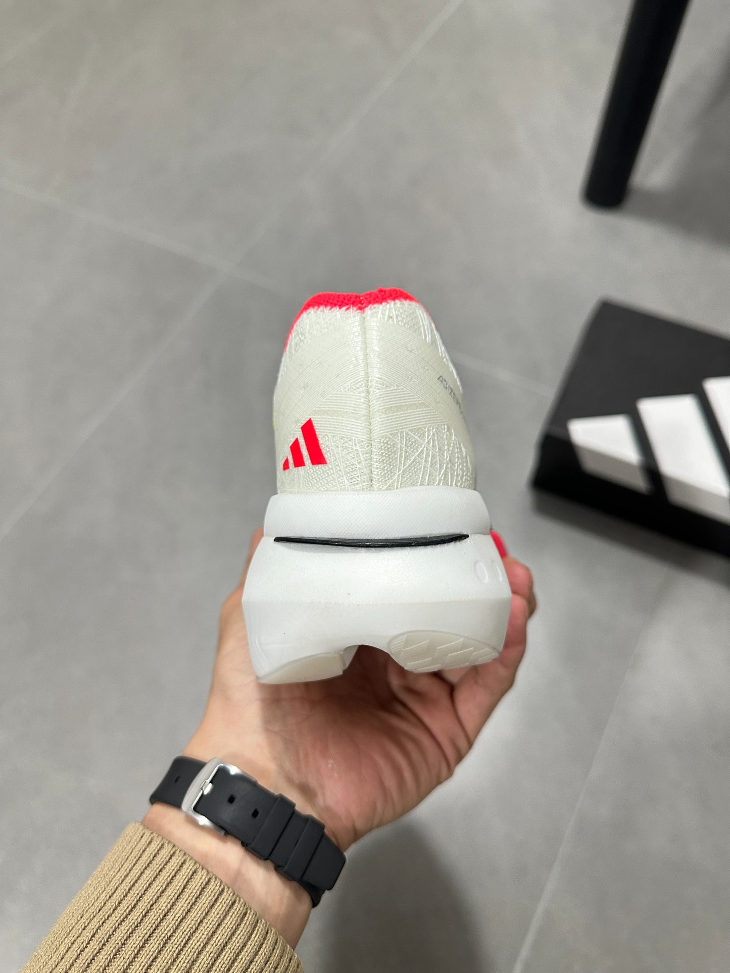 Adidas ADIZERO ADIOS PRO 4 (Cloud White / Black / Red colorway)