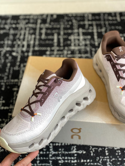 Cloudtilt Cushioned Running Sneakers Pale Pink Brown Gradient Breathable Mesh Sport Shoes Unisex