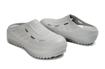 Adidas Adilette Platform Clogs Light Grey Slip-On Recovery Shoes JH9854