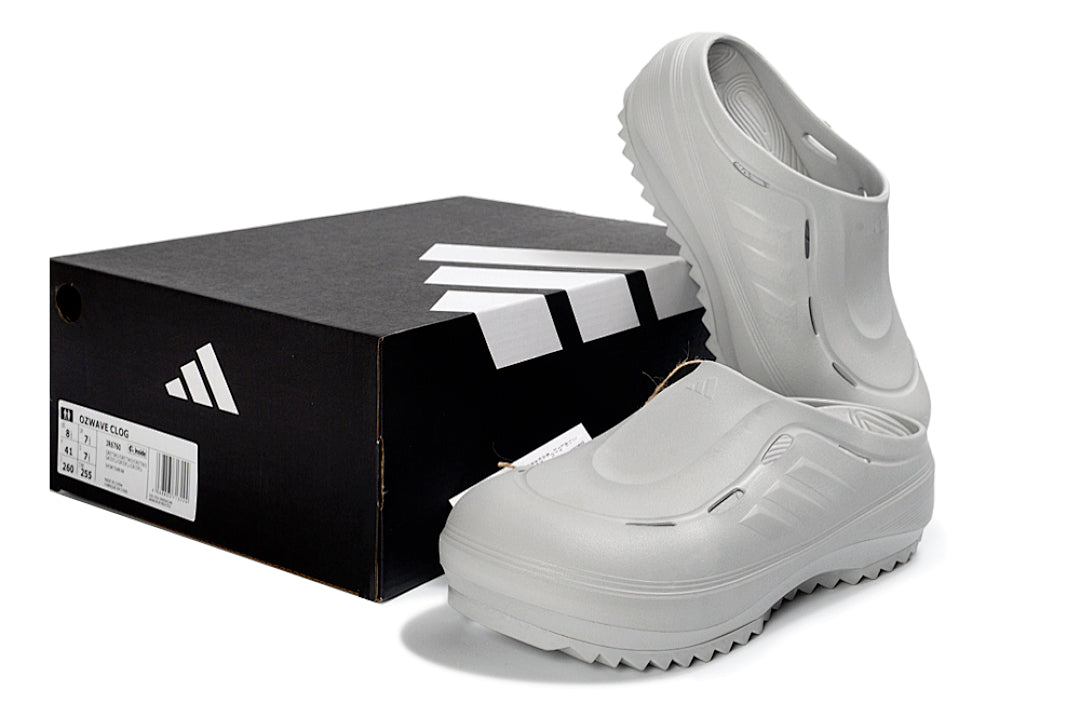 Adidas Adilette Platform Clogs Light Grey Slip-On Recovery Shoes JH9854
