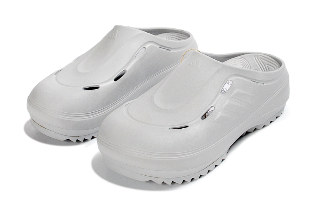 Adidas Adilette Platform Clogs Light Grey Slip-On Recovery Shoes JH9854