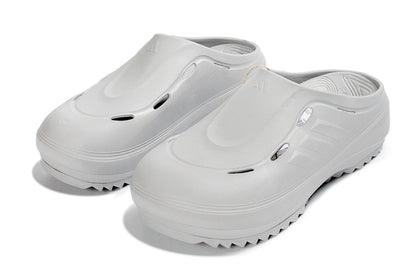 Adidas Adilette Platform Clogs Light Grey Slip-On Recovery Shoes JH9854